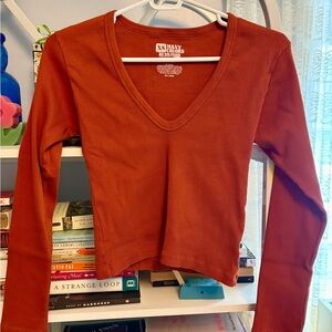 Big Bud Press Rust V-Neck Long Sleeve Top